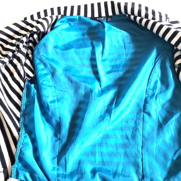 Pre-owned A.N.A Stripe White-Black Medium Tall Long Sleeve One Buttoned Blazer - Picture 4 of 10